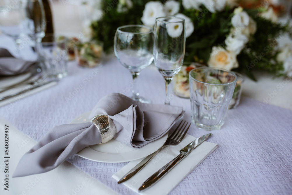 Fototapeta premium wedding glasses for wine and champagne