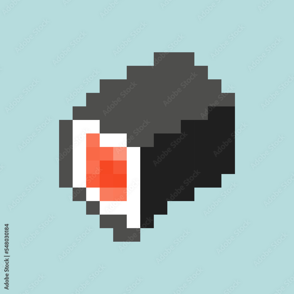 Sushi rolls pixel art isolated. 8 bit Traditional Japanese food. pixelated Vector illustration Sushi rolls pixel art isolated. 8 bit Traditional Japanese food. pixelated Vector illustration