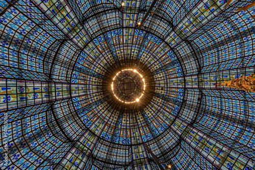 Paris, France - 11 21 2022: Boulevard Haussmann. View inside the Canopy of a famous big store