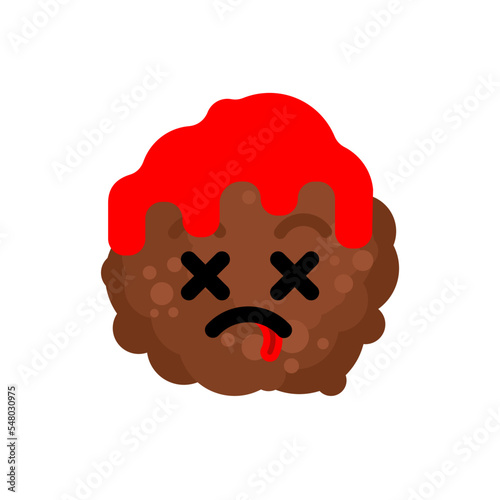 Meatball cartoon isolated. cute meatball food Vector illustration