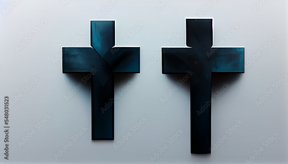 Obraz premium There are two dark crosses on a light white background.