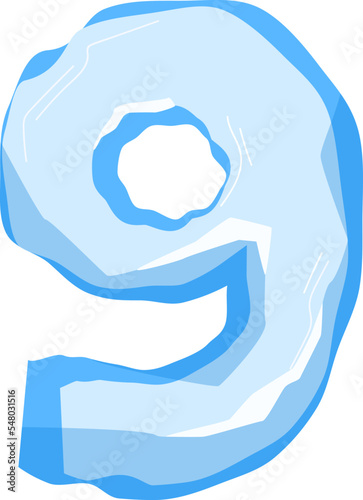 Numbers and symbols made from pieces of ice and snow chunks, big icebergs, severe frost elements for design cartoon style, vector illustration