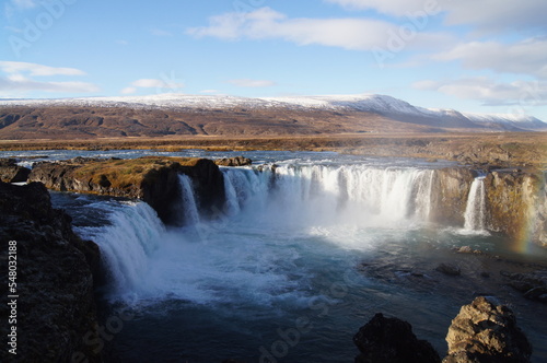 Godafoss Waterfall ( 12m tall and 30m wide) near Akureyri in Northern Iceland