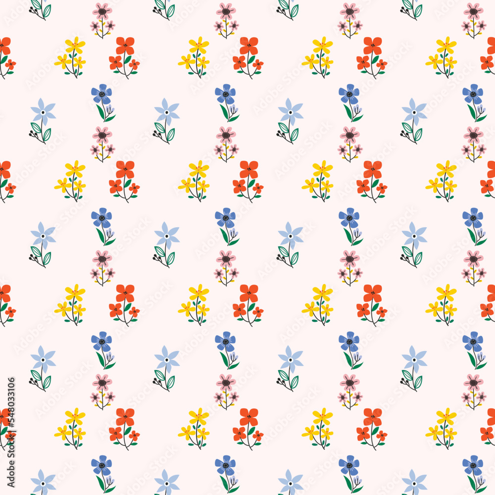 colorful seamless floral pattern. pattern with flowers and leaves. floral pattern fabric. floral background illustration.