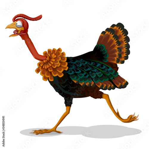 running scared crazy cartoon turkey element for thanksgiving holiday and other design