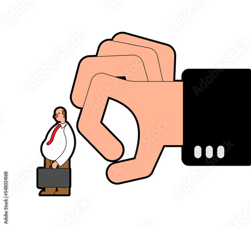 Hand flicked worker. Concept of dismissal from the office