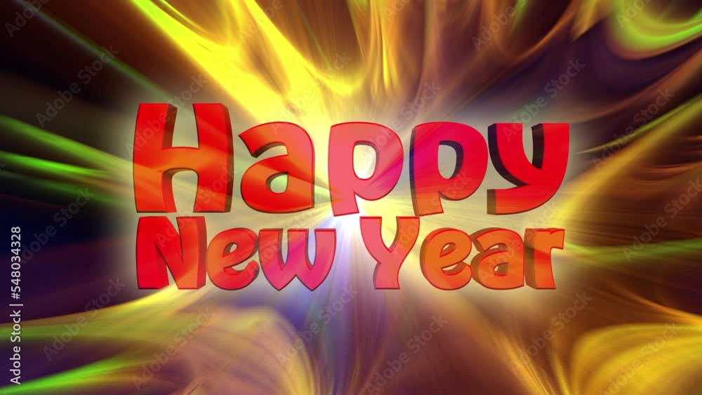 2023 Happy New Year Colorful 3D Animation with Smoke
