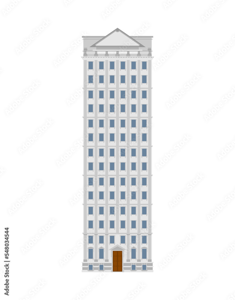 High rise office building isolated. Vector illustration