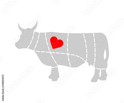 Love Cow cutting meat. Butcher Manual butchering beef carcasses