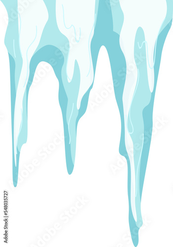 Pieces of ice and snow chunks, big icebergs, severe frost elements for design, snowflakes cartoon style, vector illustration