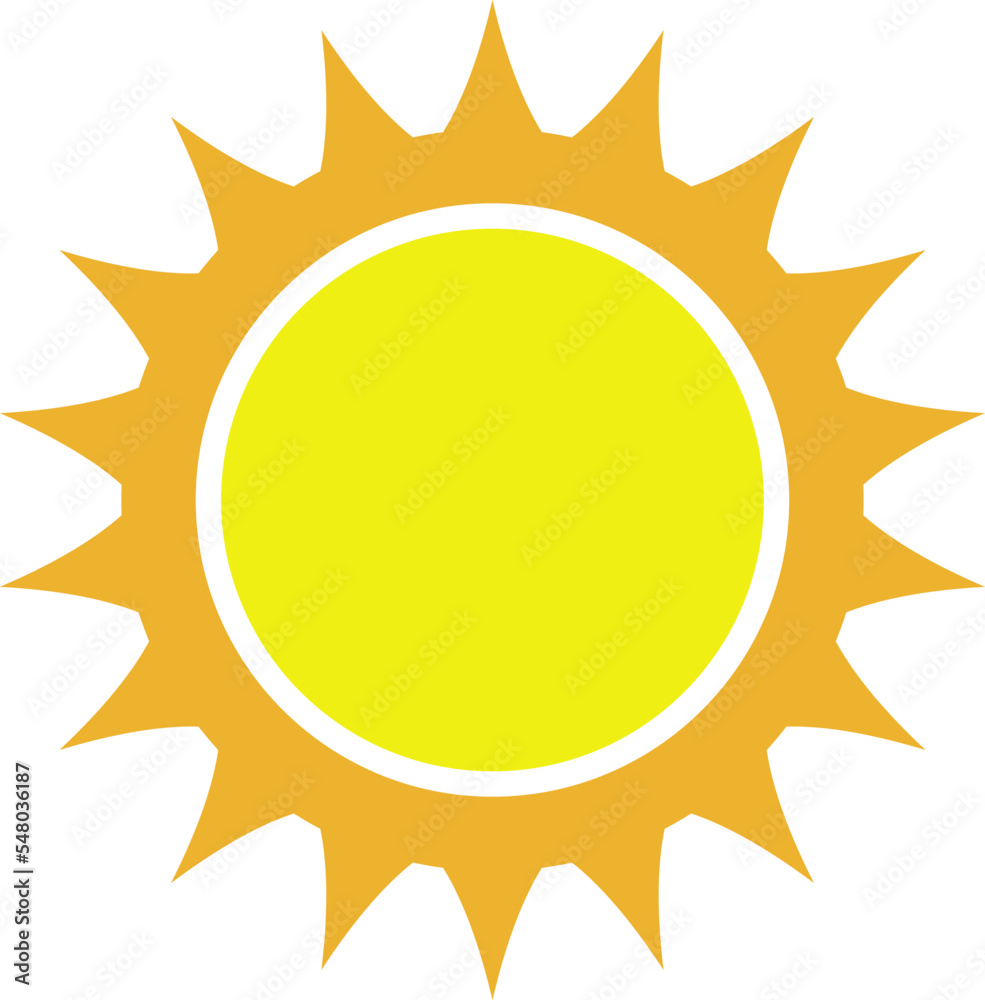 Sun. Yellow icon isolated on white background. Cartoon vector illustration. Sun. Yellow icon isolated on white background. Cartoon vector illustration.