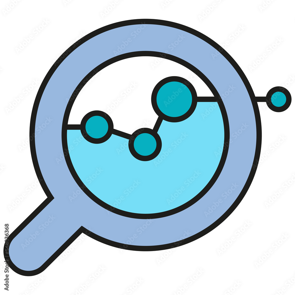 magnifier glass and data graph icon magnifier glass and data graph icon