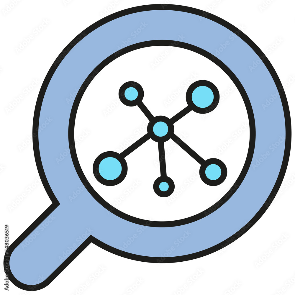magnifier glass and diagram icon magnifier glass and diagram icon