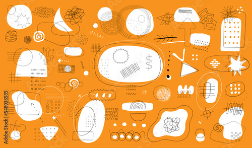 abstract doodle line and shapes set , design elements
