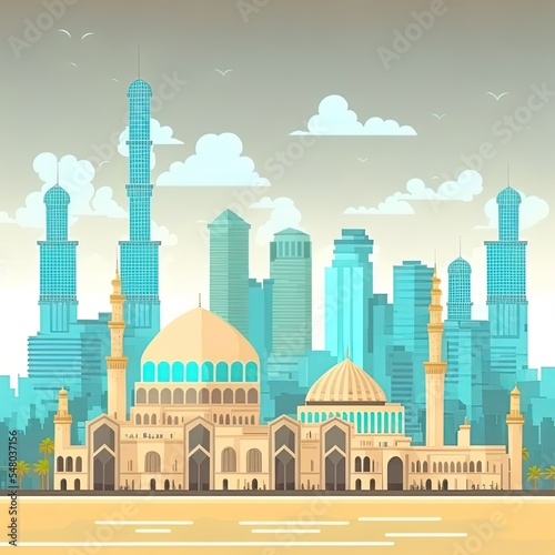 Elegant cairo skyline with flat design