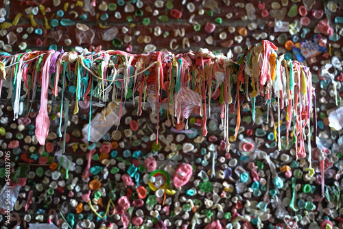 Close up of a gum wall