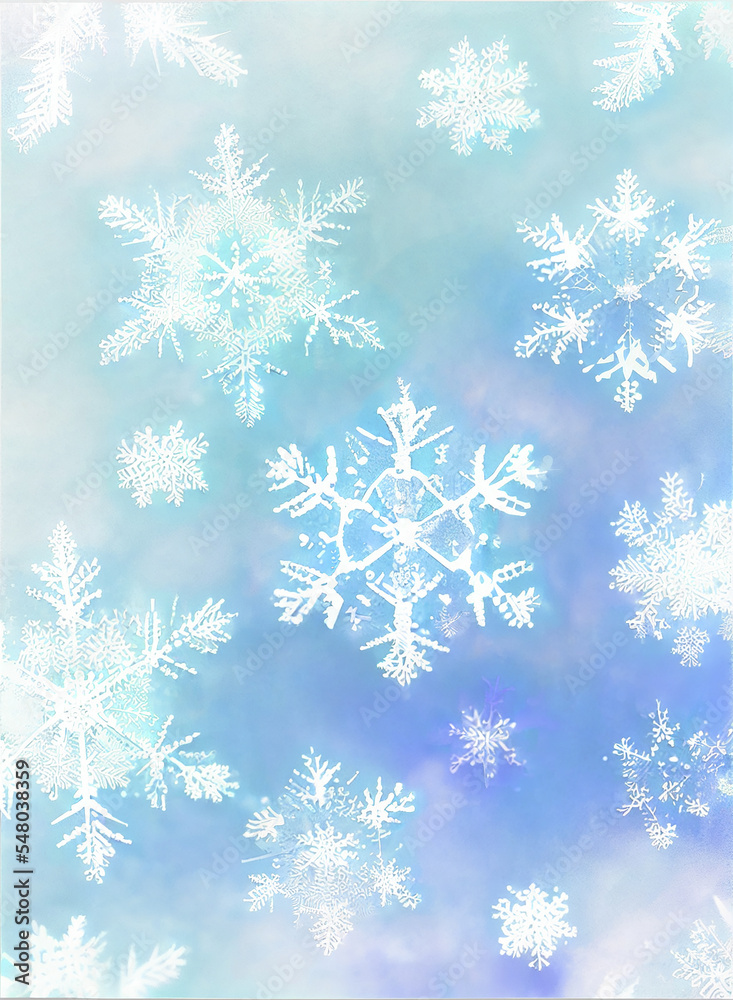 Snowflake background beautiful art watercolor block print design for poster, invitations, papers, wallpaper in winter colors and soft pastels. Snowflake background beautiful art watercolor block print design for poster, invitations, papers, wallpaper in winter colors and soft pastels.