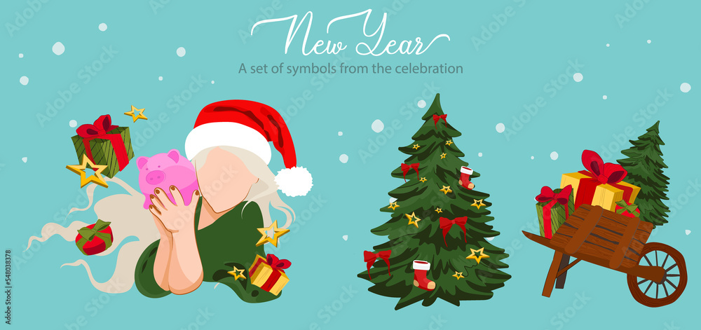 Winter Season Holidays, Corporate Party Event Celebration Web Banner Template. Tiny Characters Celebrate New Year at Huge 2023