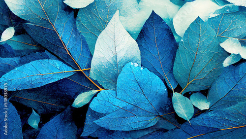 blue leaves background,  Generative AI	