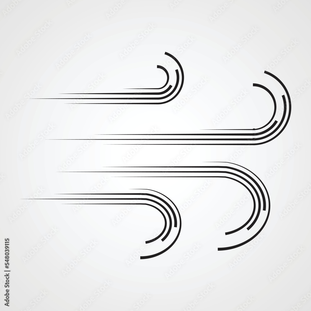 Obraz premium Wind blow icon . Weather symbol .Speed Lines . Vector Illustration . Design element . Abstract Geometric shape . 