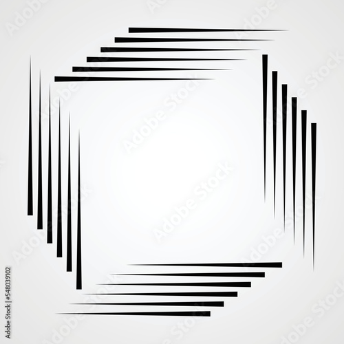 Rectangle Logo with lines.Square unusual icon Design .Black Vector stripes .Geometric shape. Photo border frame