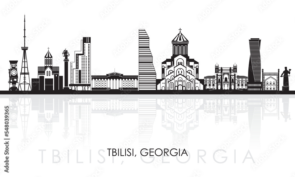 Silhouette Skyline panorama of city of Tbilisi, Georgia - vector illustration