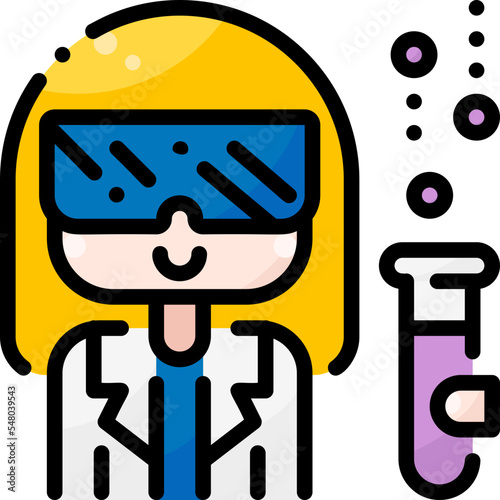 Scientist female professional career avatar profile filled color line icon