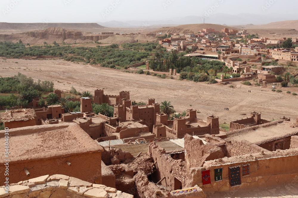 Adobe houses in Ait Benhadu, famous fortified city
