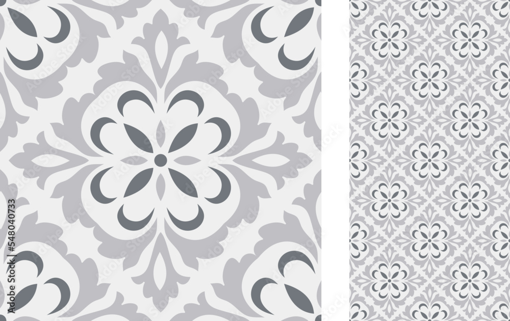 Seamless Azulejo tile. Portuguese and Spain decor. Ceramic tile. Seamless Floral pattern. Vector hand drawn illustration, typical portuguese and spanish tile Seamless Azulejo tile. Portuguese and Spain decor. Ceramic tile. Seamless Floral pattern. Vector hand drawn illustration, typical portuguese and spanish tile