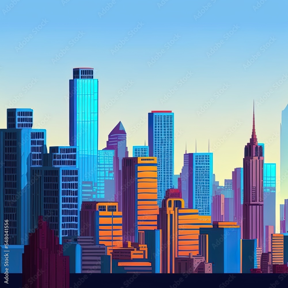 City skyscraper view cityscape background skyline with copy space