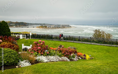 view of Ogunquit Beach, ocean and Marginal Way in Maine