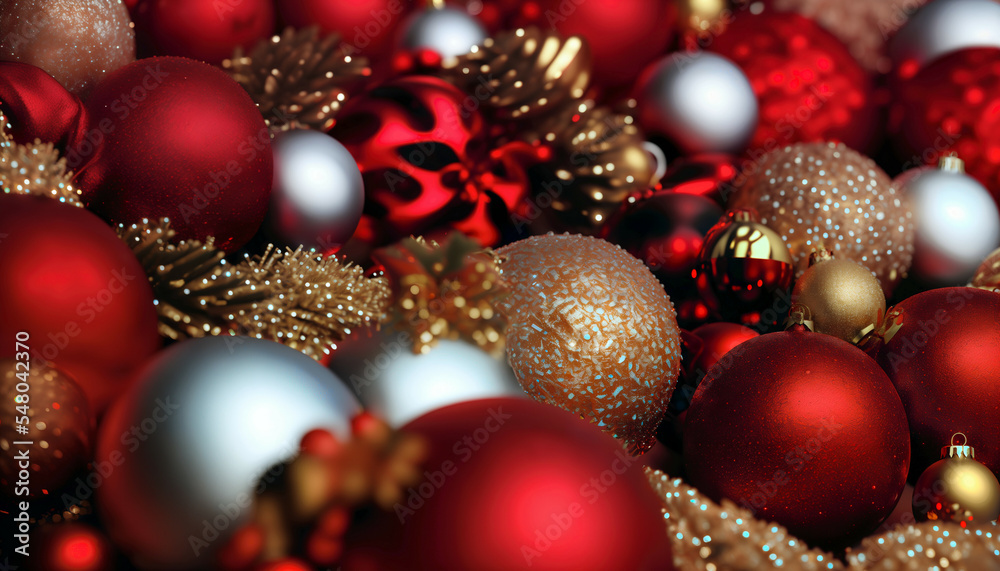 Chrismas background, ornaments and christmas tree, 3d render Chrismas background, ornaments and christmas tree, 3d render