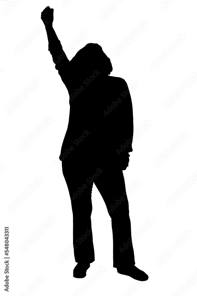 silhouette of a woman raising her arms in victory sign on white background silhouette of a woman raising her arms in victory sign on white background