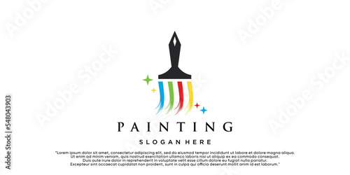 Painting logo design renovation icon, painting home services icon,full color and unique Premium Vector