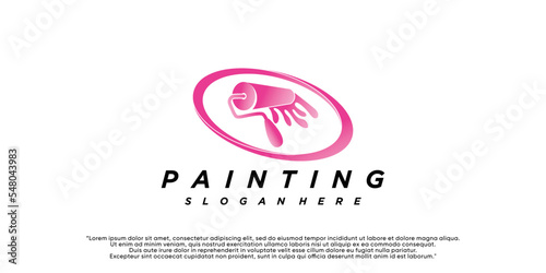 Painting logo design renovation icon, painting home services icon,full color and unique Premium Vector