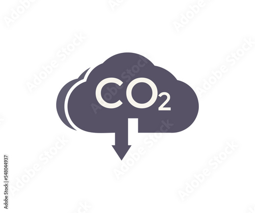 Co2 cloud, CO2 emissions logo design.  Carbon gas cloud, dioxide pollution. Global ecology exhaust emission smog concept. Limit Global Warming and Climate Change vector design and illustration.
