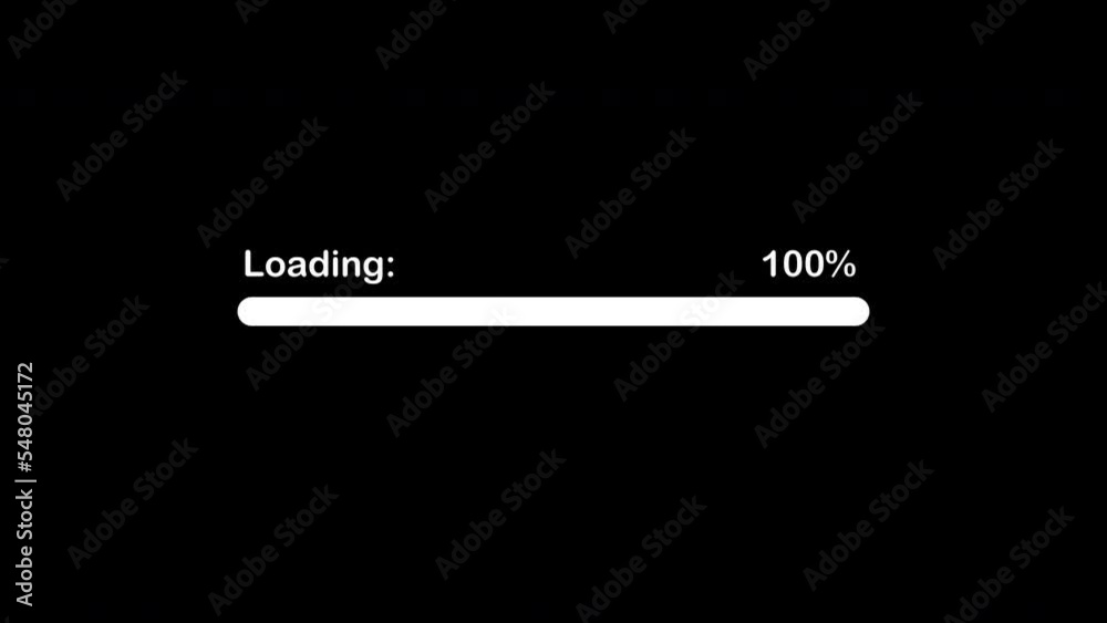 Loading Progress Bar. 4K Video. Pixel Preloader. Downloading Barloading Screen. Animation on Black Background