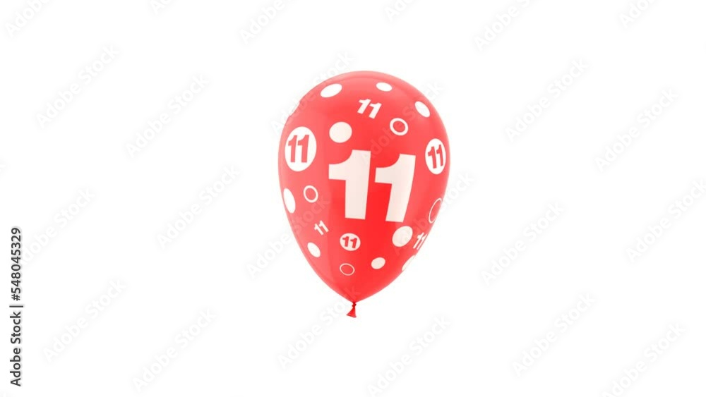 11 Years Old. Birthday Celebration Balloon. Loop Animation. With Green Screen and Alpha Matte Channel. 11 Years Old. Birthday Celebration Balloon. Loop Animation. With Green Screen and Alpha Matte Channel.