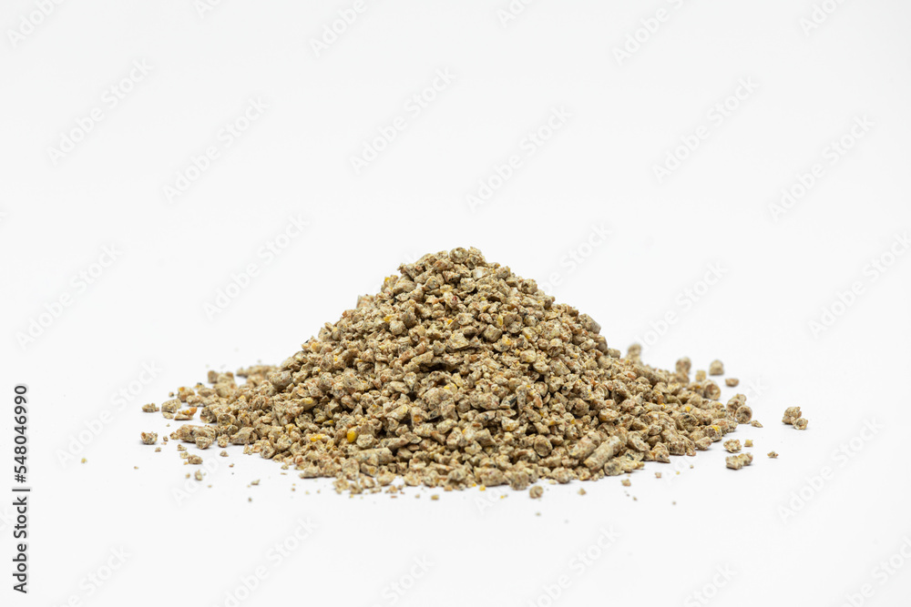 Fraction of feed additives for animals on a white background in the form of a pyramid Fraction of feed additives for animals on a white background in the form of a pyramid
