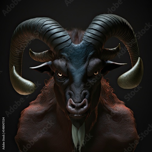 Buffalo bull character isolated on black