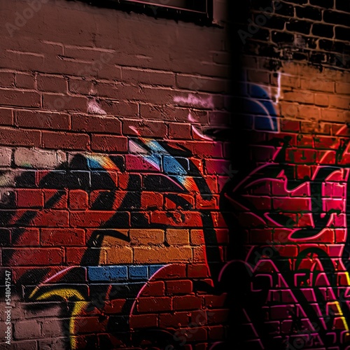 Randomly generated graffiti on the wall. Street art background.
