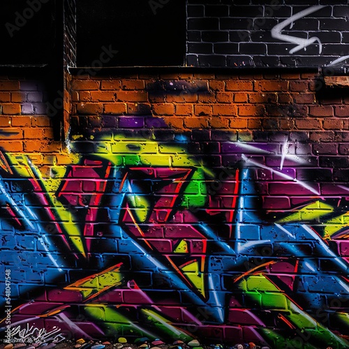 Randomly generated graffiti on the wall. Street art background. photo