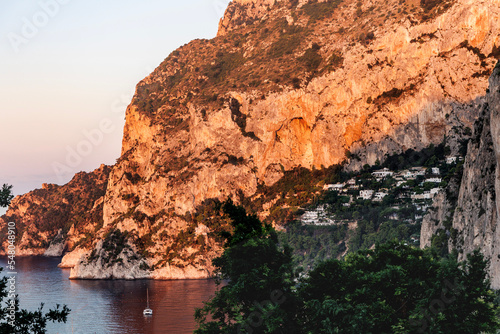 red rocks at sunset on Capri