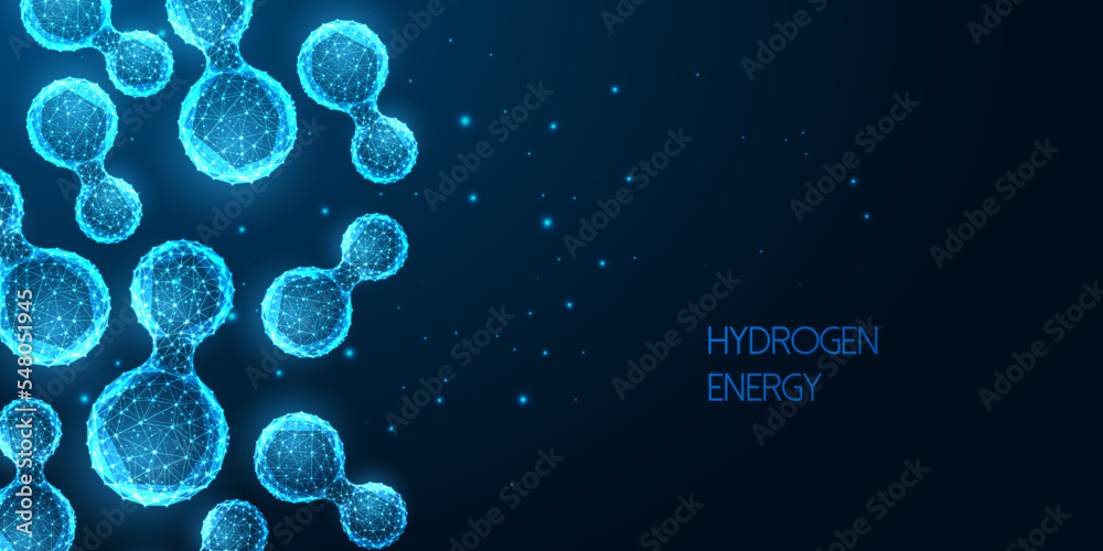 Ταπετσαρία Alternative energy futuristic concept with hydrogen molecules and place for text
