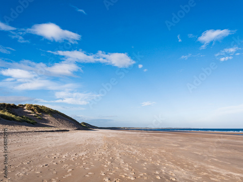 Beach at Druridge Bay, Northumberland, Uk with copy space. photo