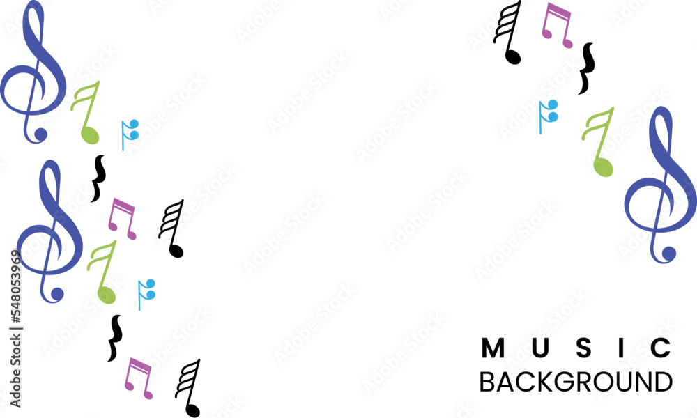 Musical notes colored background Royalty vector illustration, Musical notes background