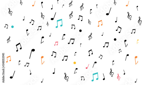 Abstract Color Musical Notes, music illustration with falling notes