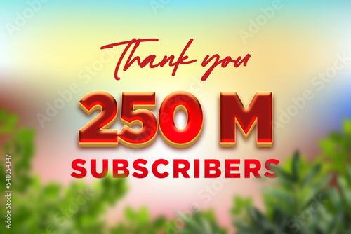 250 Million subscribers celebration greeting banner with Fruity Design