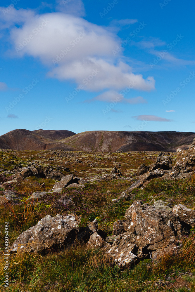 Rocky volcanic landscape in Iceland