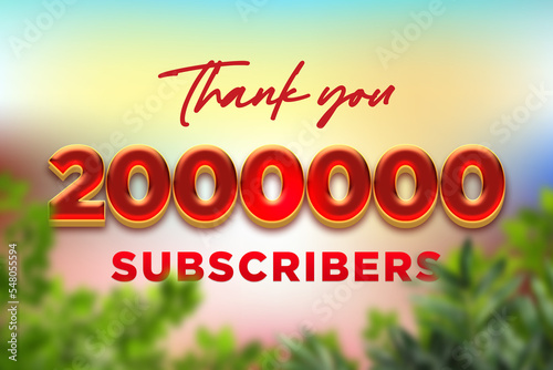 2000000 subscribers celebration greeting banner with Fruity Design